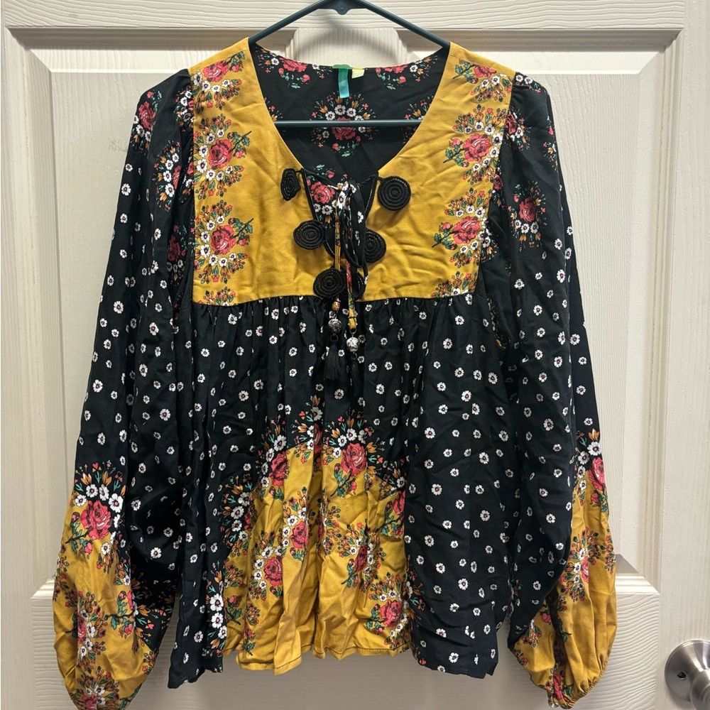 Anthropologie x Farm Rio INTARSIA Small Pullover Boho Blouse